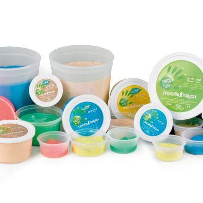 Masilla ejercicio. Ayudan a mejorar el agarre de las manos y dedos, incrementar la movilidad y mejorar la destreza.