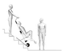 Silla de evacuación Skid-E plata bajando escaleras